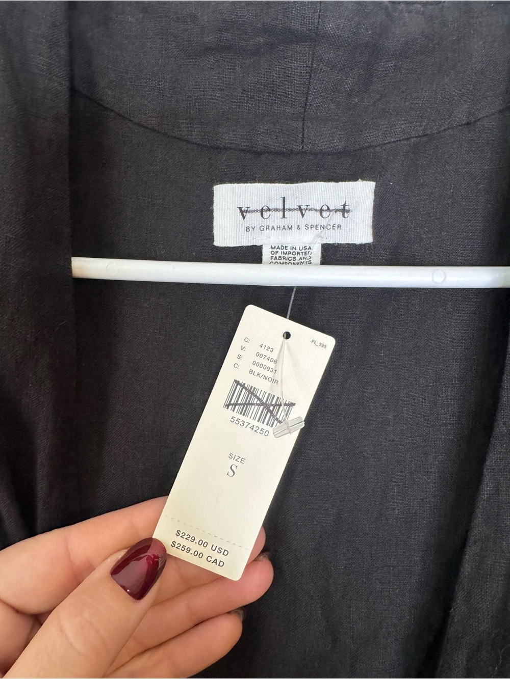 Anthropologie Black Linen Jumpsuit by Velvet with Button Front - Picture 4 of 4